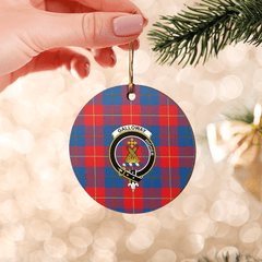 Clan Galloway Red Tartan Crest Round Ceramic Ornament TU41 Galloway Red Tartan Tartan Christmas   