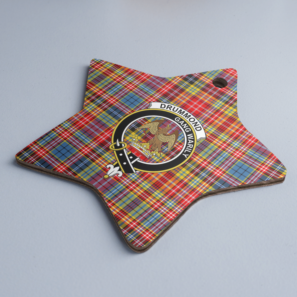 Clan Drummond of Strathallan Tartan Crest Star Ceramic Ornament OB70 Drummond of Strathallan Tartan Tartan Christmas   