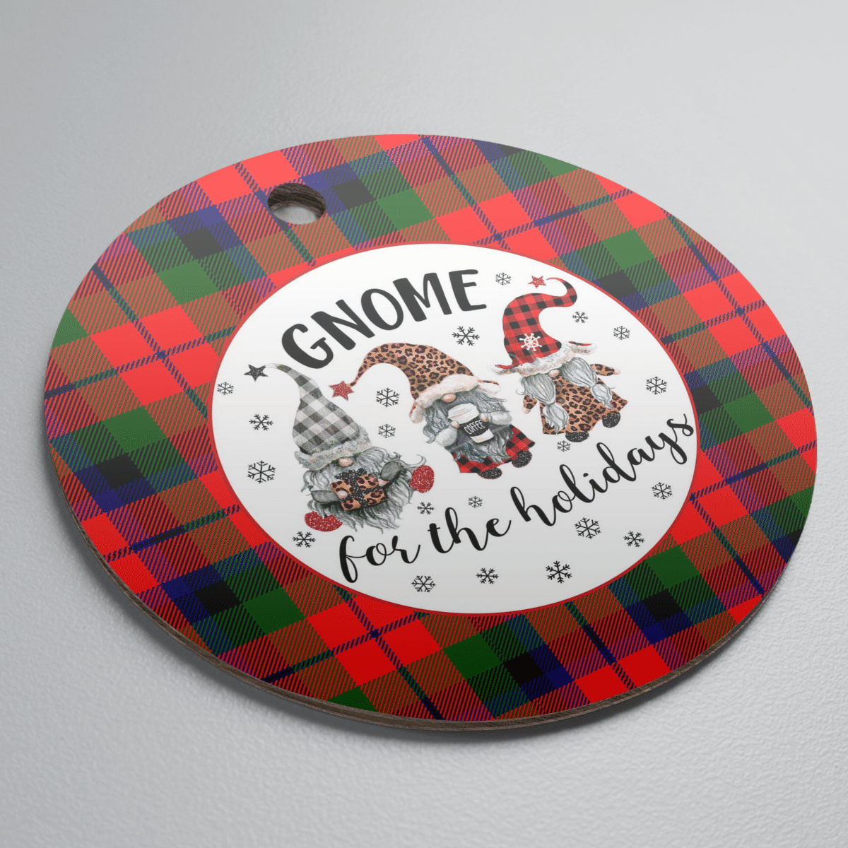 Clan MacNaughton Modern Tartan Tartan Crest Gnome Round Ceramic Ornament QV14 MacNaughton Modern Tartan Tartan Christmas   