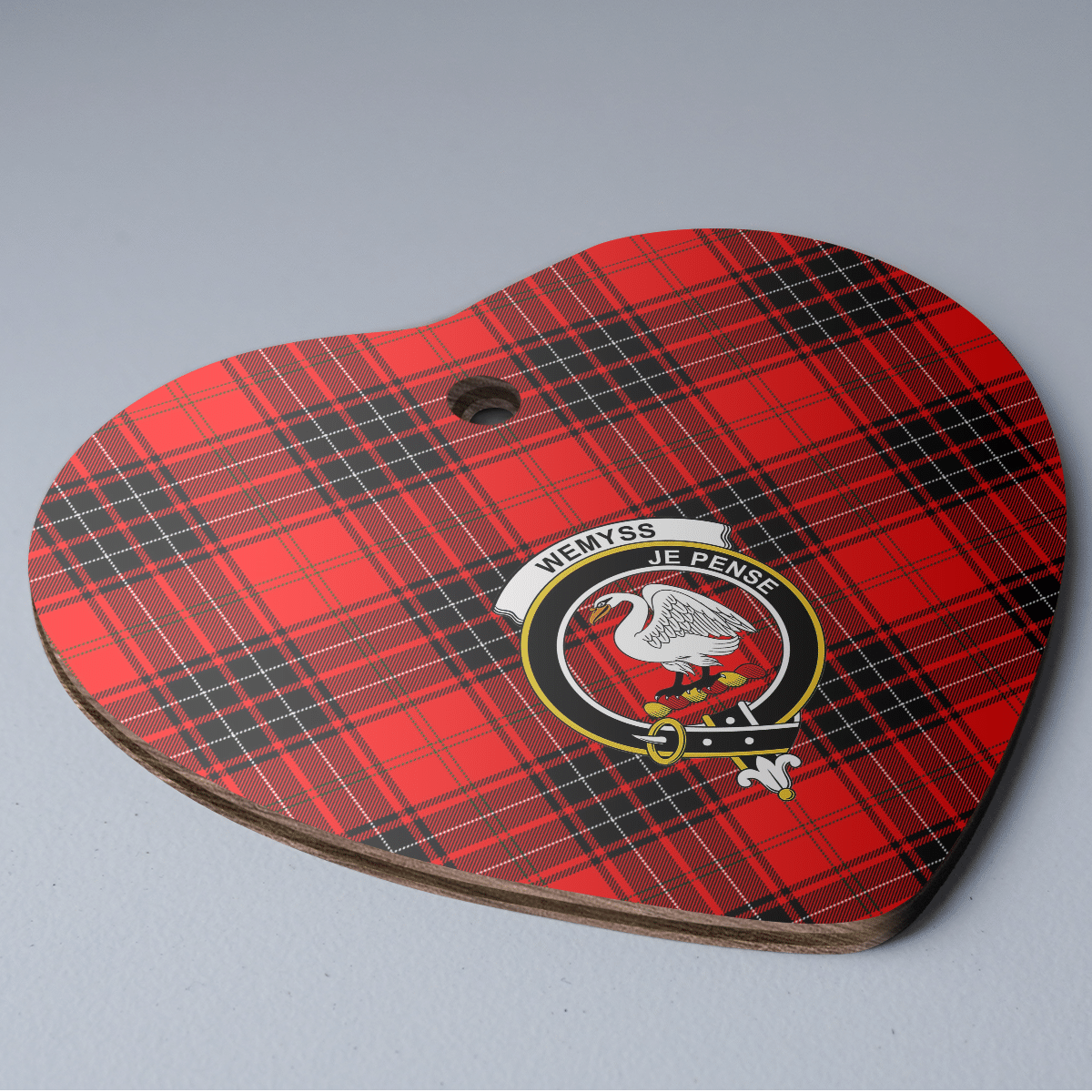 Clan Wemyss Modern Tartan Crest Heart Ceramic Ornament BM81 Wemyss Modern Tartan Tartan Christmas   