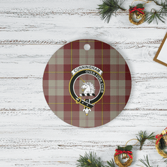 Clan Cunningham Burgundy Dancers Tartan Crest Round Ceramic Ornament OS27 Cunningham Burgundy Dancers Tartan Tartan Christmas   