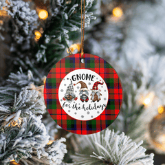 Clan MacNaughton Modern Tartan Tartan Crest Gnome Round Ceramic Ornament QV14 MacNaughton Modern Tartan Tartan Christmas   