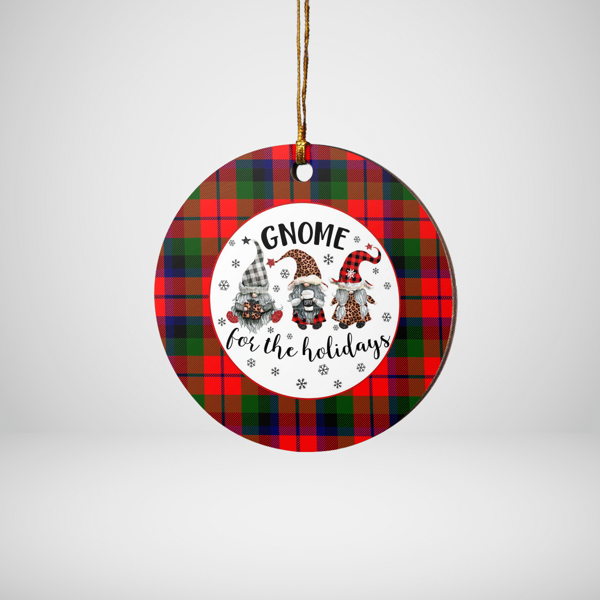 Clan MacNaughton Modern Tartan Tartan Crest Gnome Round Ceramic Ornament QV14 MacNaughton Modern Tartan Tartan Christmas   