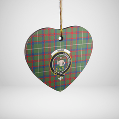 Clan Shaw Green Modern Tartan Crest Heart Ceramic Ornament MI29 Shaw Green Modern Tartan Tartan Christmas   