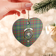 Clan Shaw Green Modern Tartan Crest Heart Ceramic Ornament MI29 Shaw Green Modern Tartan Tartan Christmas   