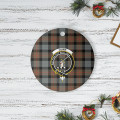 Clan Gunn Weathered Tartan Crest Round Ceramic Ornament WQ86 Gunn Weathered Tartan Tartan Christmas   