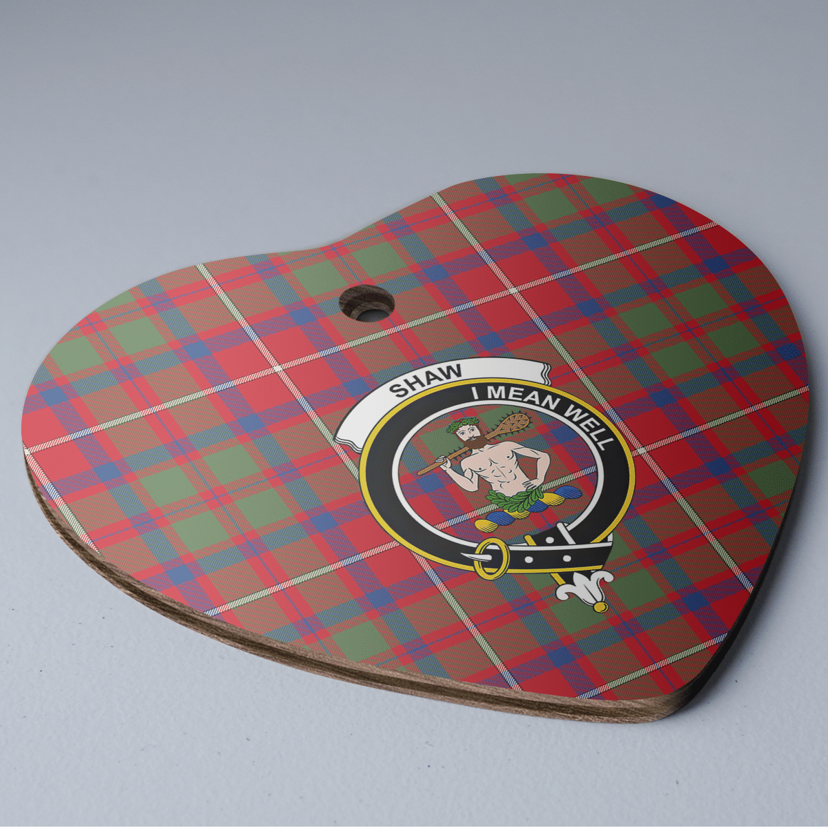 Clan Shaw Red Modern Tartan Crest Heart Ceramic Ornament CZ99 Shaw Red Modern Tartan Tartan Christmas   