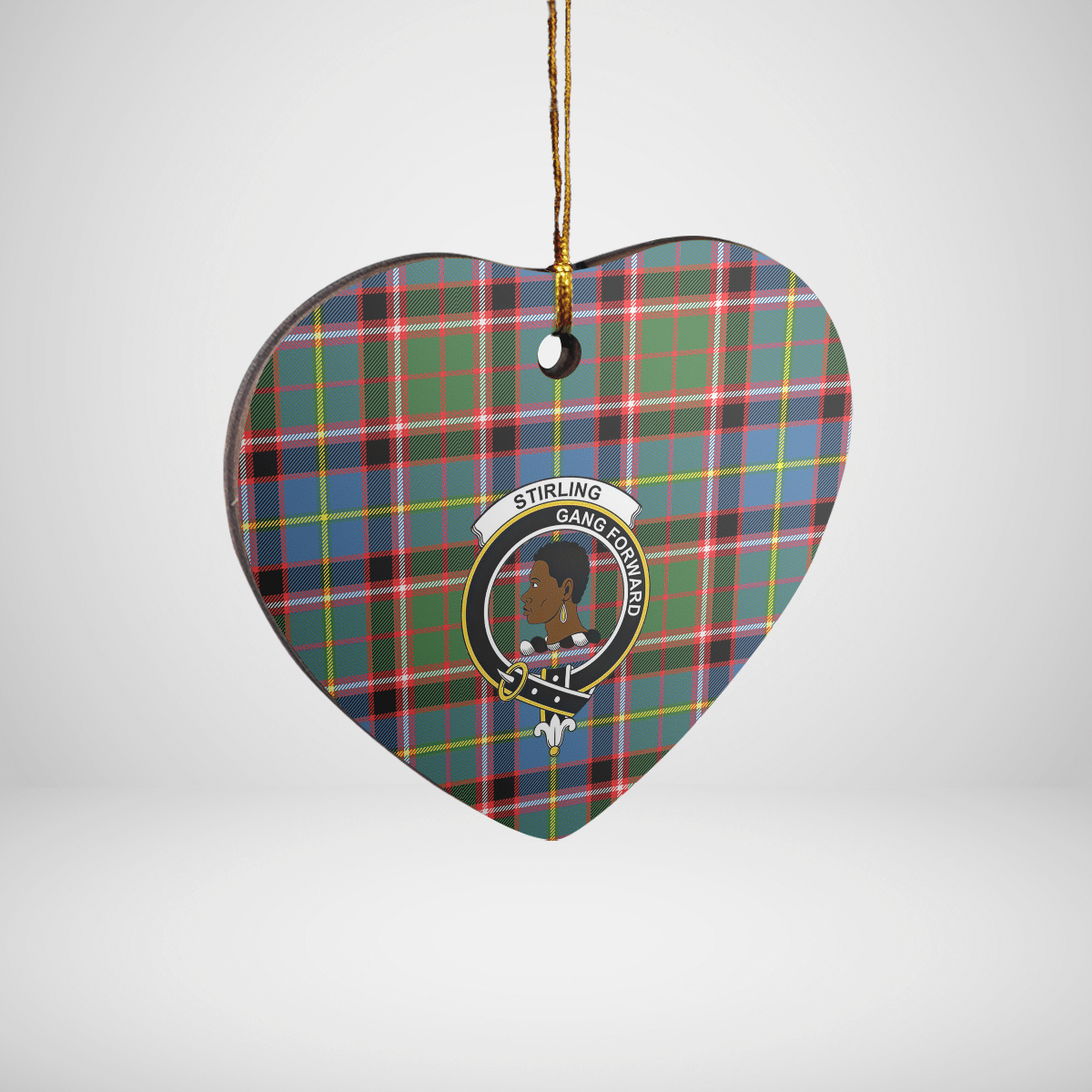 Clan Stirling (of Keir) Tartan Crest Heart Ceramic Ornament JD87 Stirling (of Keir) Tartan Tartan Christmas   