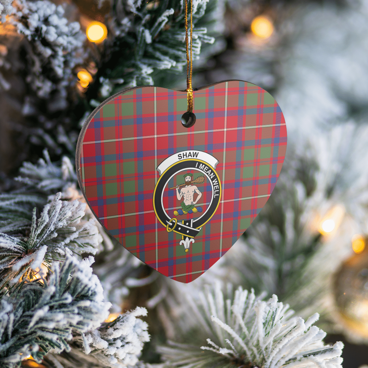 Clan Shaw Red Modern Tartan Crest Heart Ceramic Ornament CZ99 Shaw Red Modern Tartan Tartan Christmas   