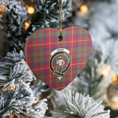 Clan Shaw Red Modern Tartan Crest Heart Ceramic Ornament CZ99 Shaw Red Modern Tartan Tartan Christmas   