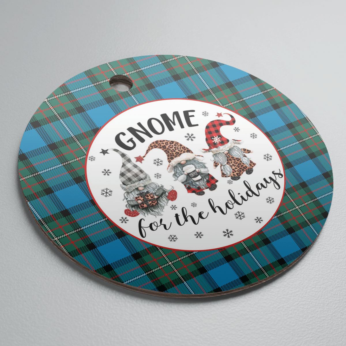 Clan Fergusson Ancient Tartan Tartan Crest Gnome Round Ceramic Ornament RB76 Fergusson Ancient Tartan Tartan Christmas   