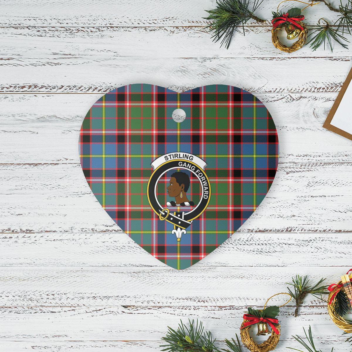 Clan Stirling (of Keir) Tartan Crest Heart Ceramic Ornament JD87 Stirling (of Keir) Tartan Tartan Christmas   