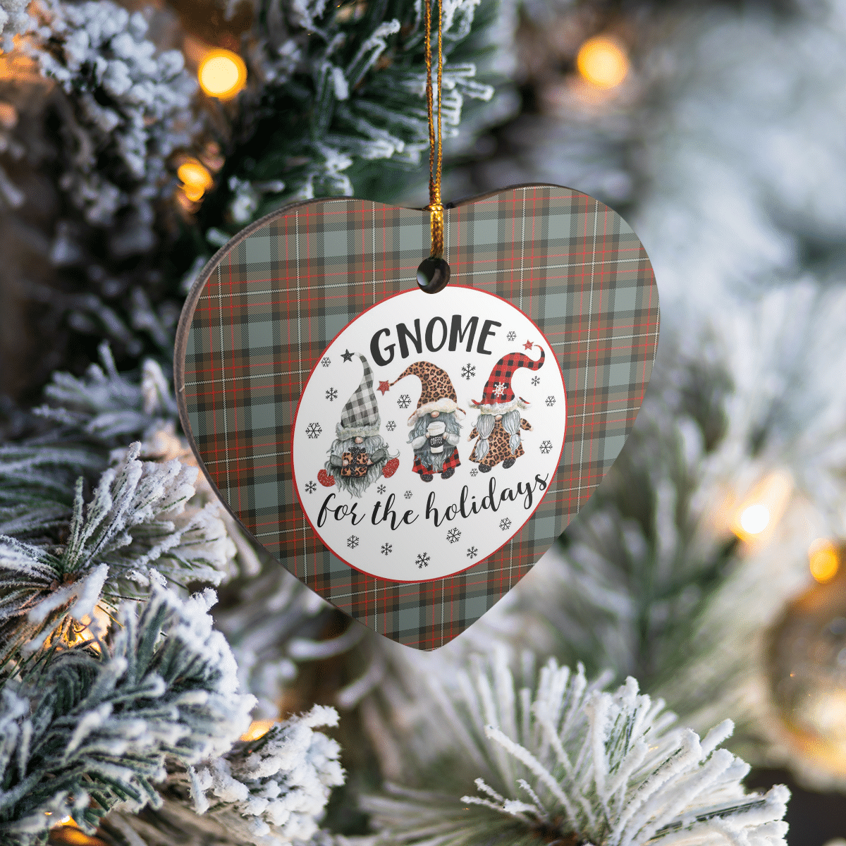 Clan Fergusson Weathered Tartan Tartan Crest Gnome Heart Ceramic Ornament NK70 Fergusson Weathered Tartan Tartan Christmas   