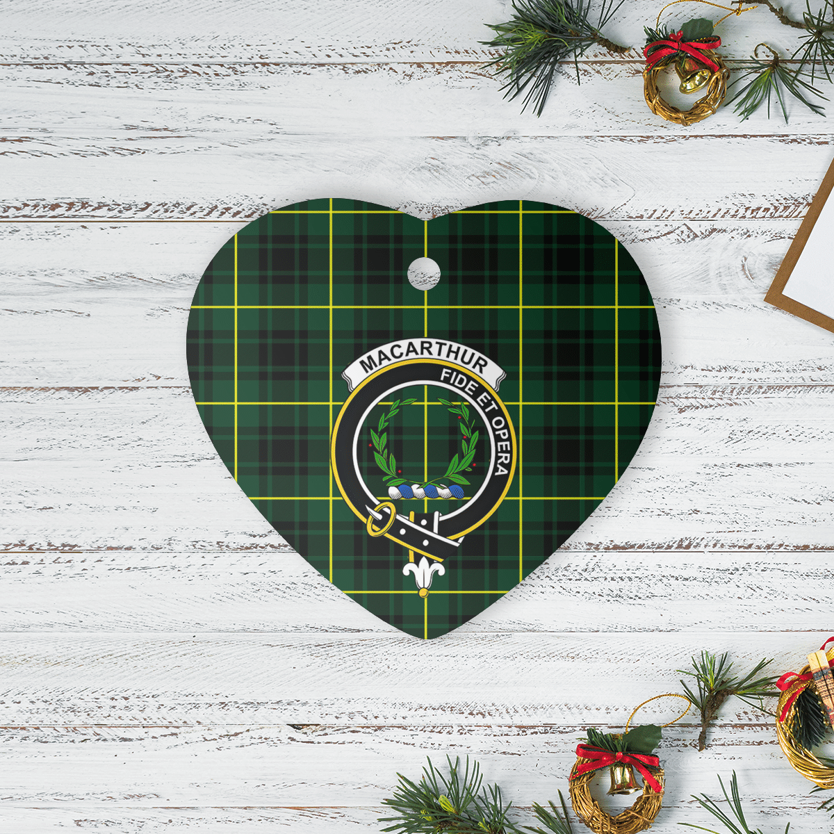 Clan MacArthur Modern Tartan Crest Heart Ceramic Ornament BE52 MacArthur Modern Tartan Tartan Christmas   