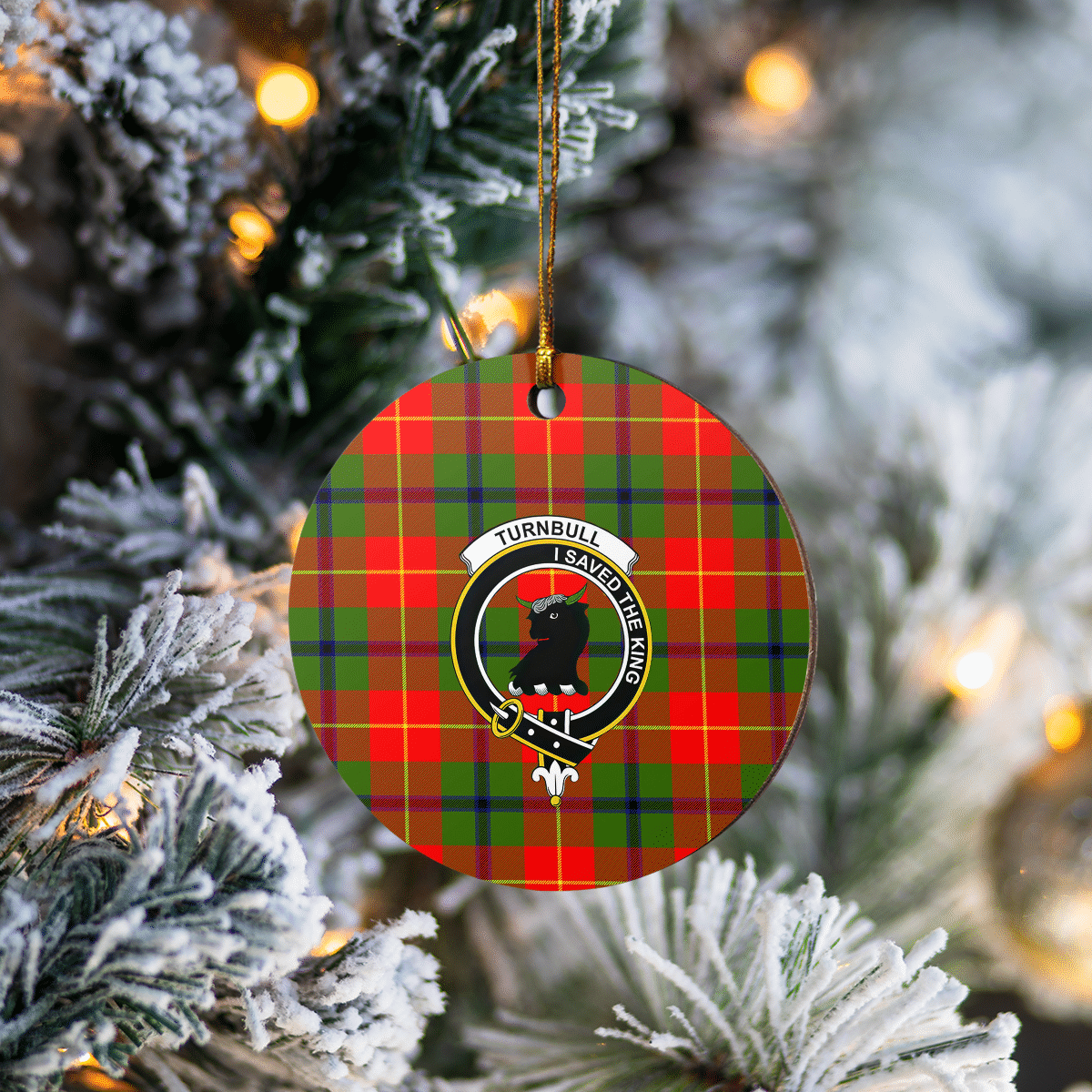 Clan Turnbull Dress Tartan Crest Round Ceramic Ornament KJ33 Turnbull Dress Tartan Tartan Christmas   