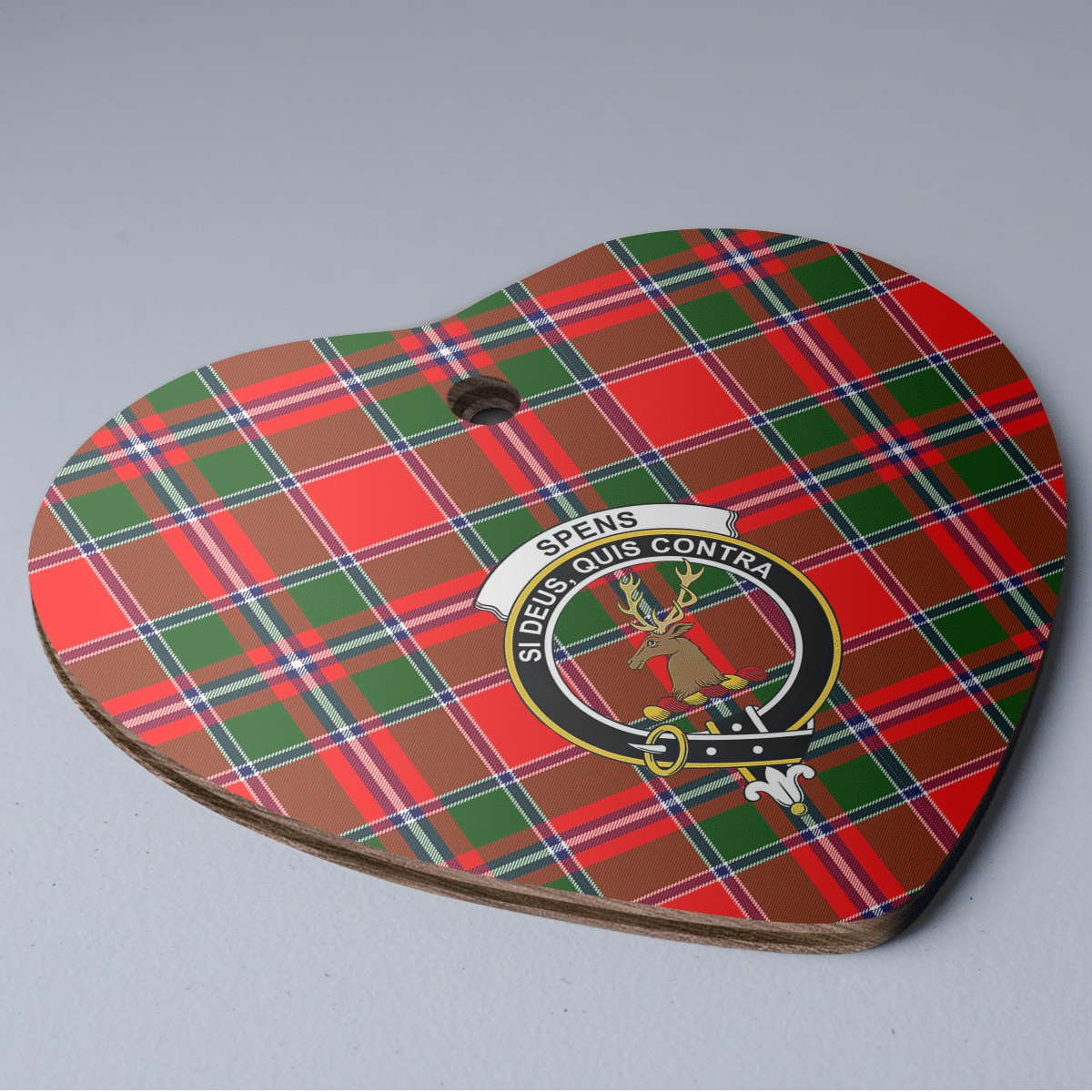 Clan Spens Modern Tartan Crest Heart Ceramic Ornament TK89 Spens Modern Tartan Tartan Christmas   