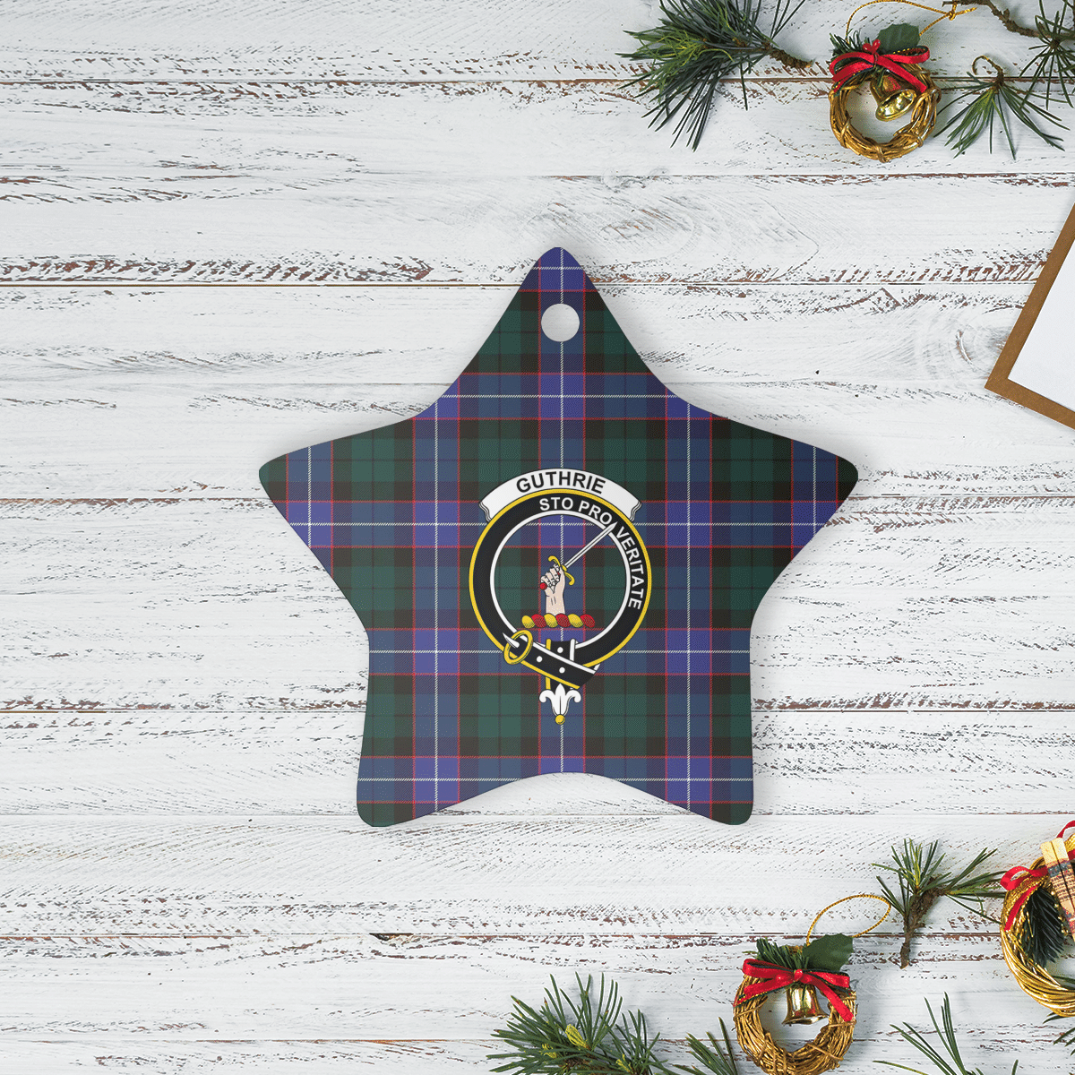 Clan Guthrie Modern Tartan Crest Star Ceramic Ornament WK82 Guthrie Modern Tartan Tartan Christmas   