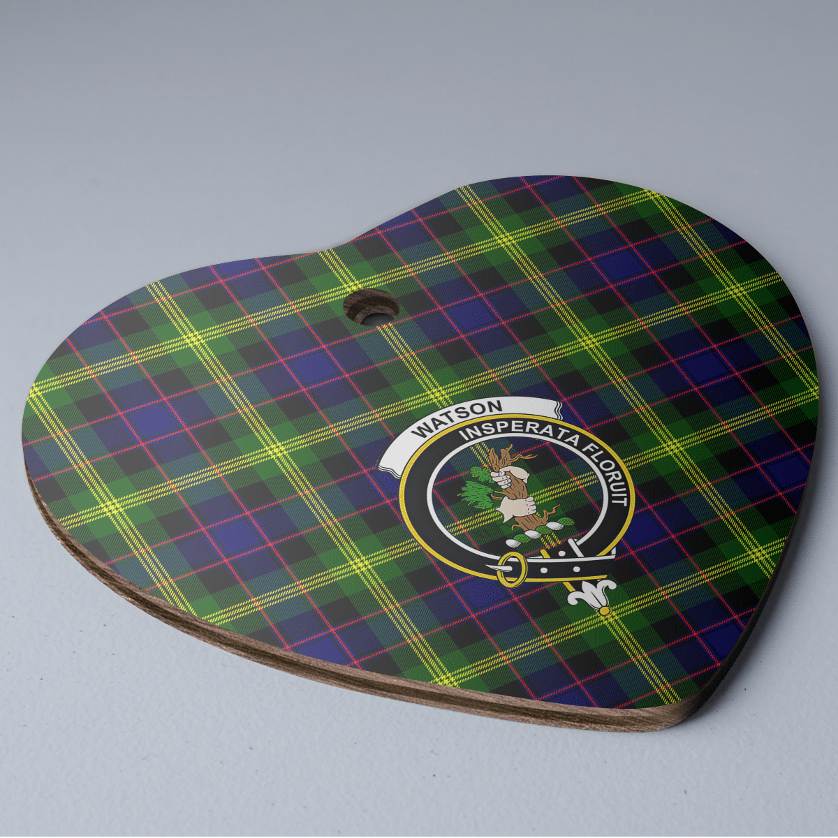 Clan Watson Modern Tartan Crest Heart Ceramic Ornament WW72 Watson Modern Tartan Tartan Christmas   