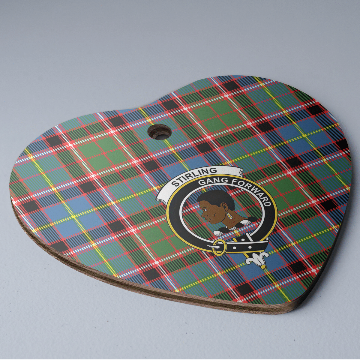 Clan Stirling (of Keir) Tartan Crest Heart Ceramic Ornament JD87 Stirling (of Keir) Tartan Tartan Christmas   