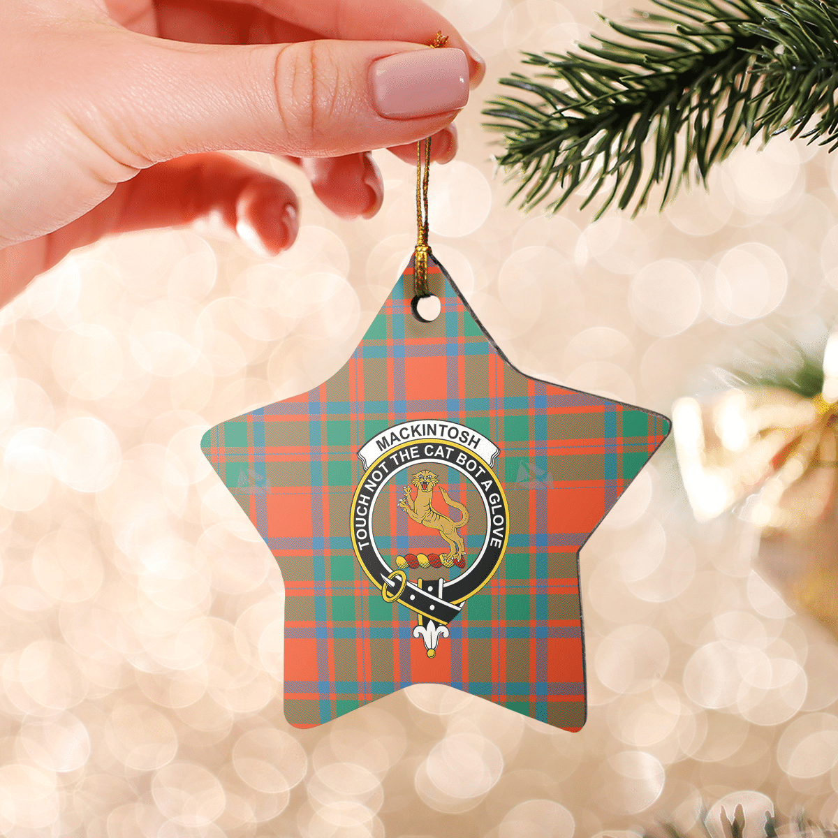 Clan MacKintosh Ancient Tartan Crest Star Ceramic Ornament CI63 MacKintosh Ancient Tartan Tartan Christmas   