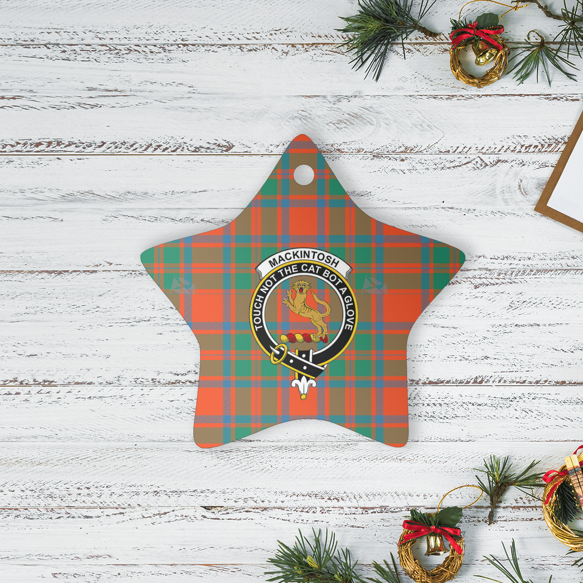 Clan MacKintosh Ancient Tartan Crest Star Ceramic Ornament CI63 MacKintosh Ancient Tartan Tartan Christmas   