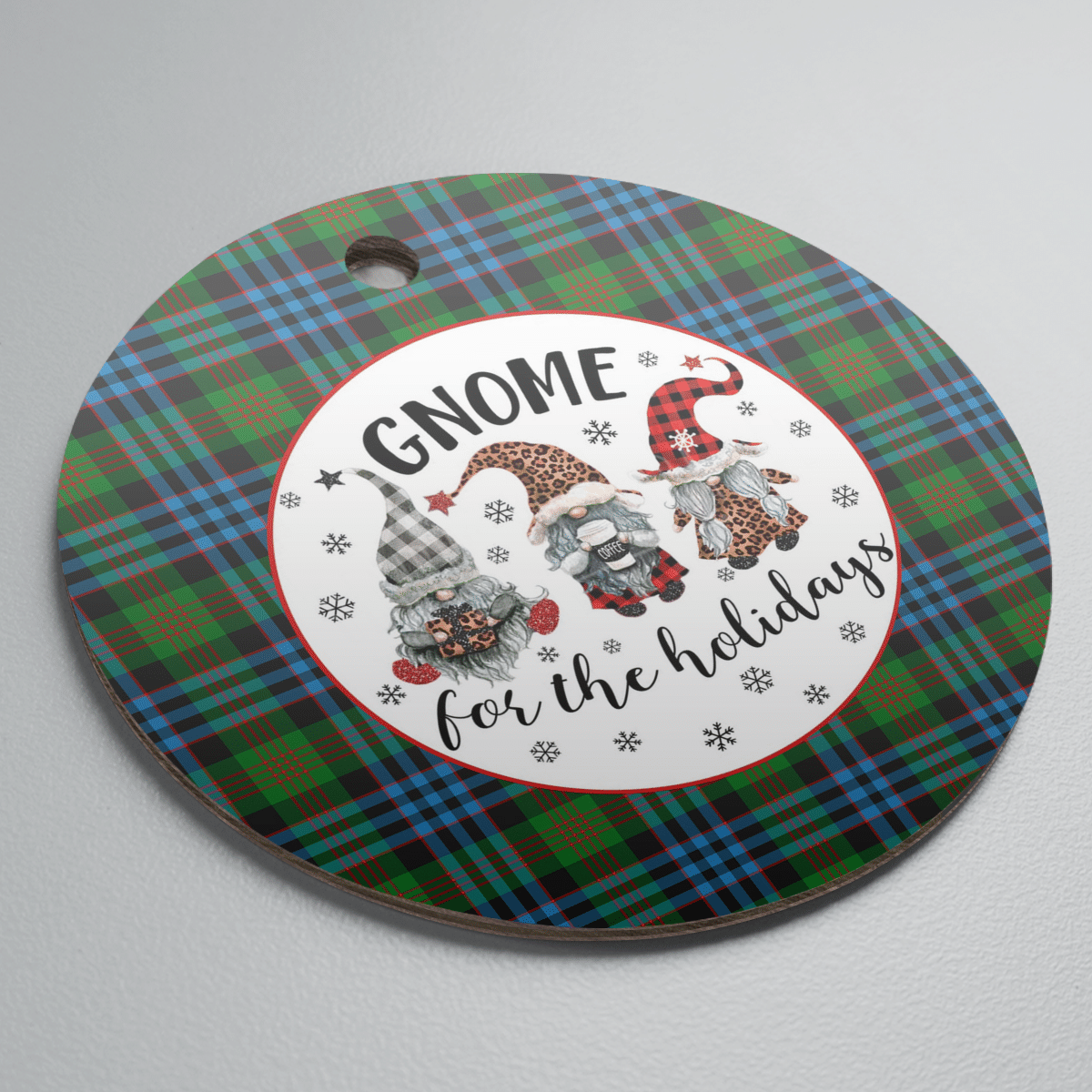 Clan Newlands Tartan Tartan Crest Gnome Round Ceramic Ornament KO38 Newlands Tartan Tartan Christmas   