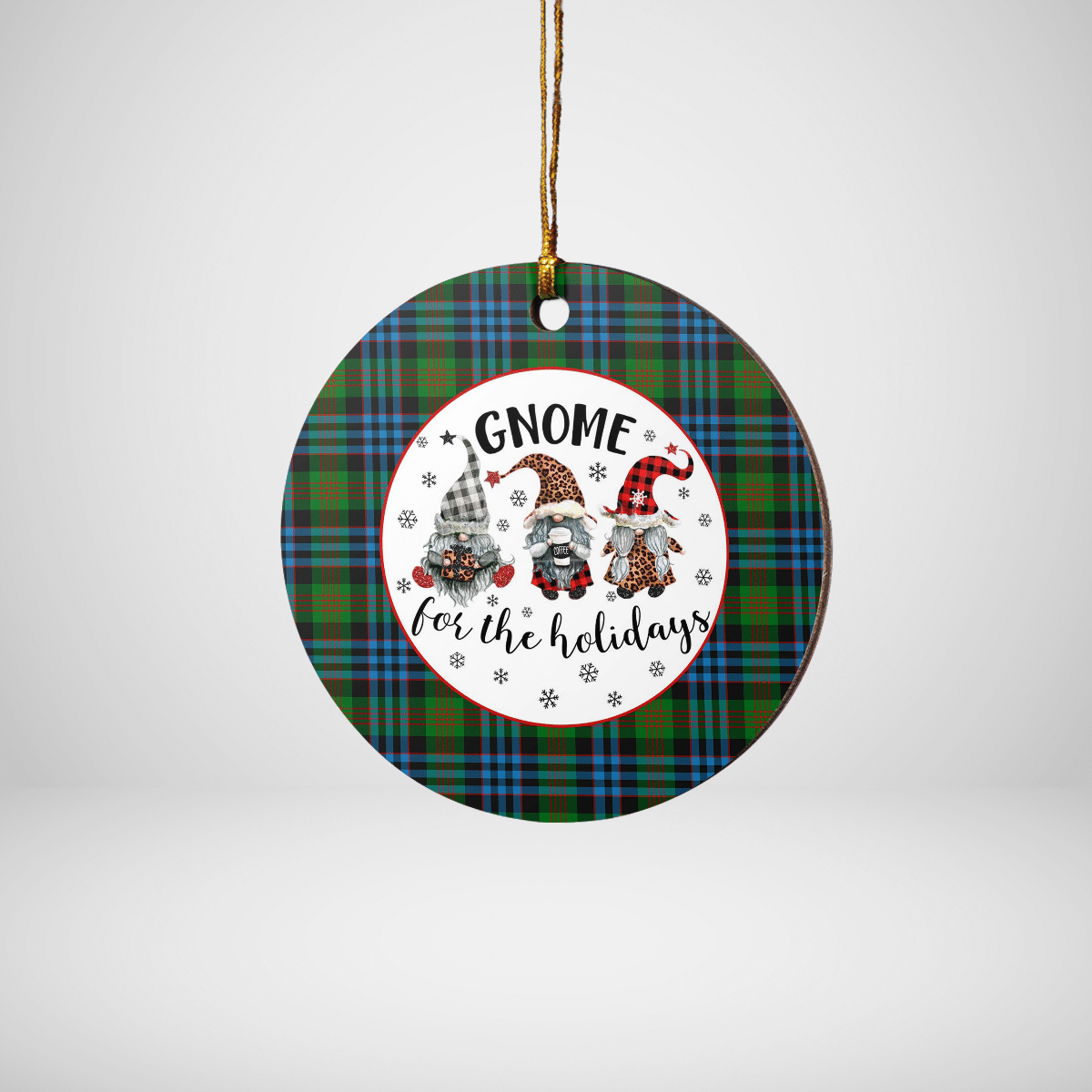 Clan Newlands Tartan Tartan Crest Gnome Round Ceramic Ornament KO38 Newlands Tartan Tartan Christmas   