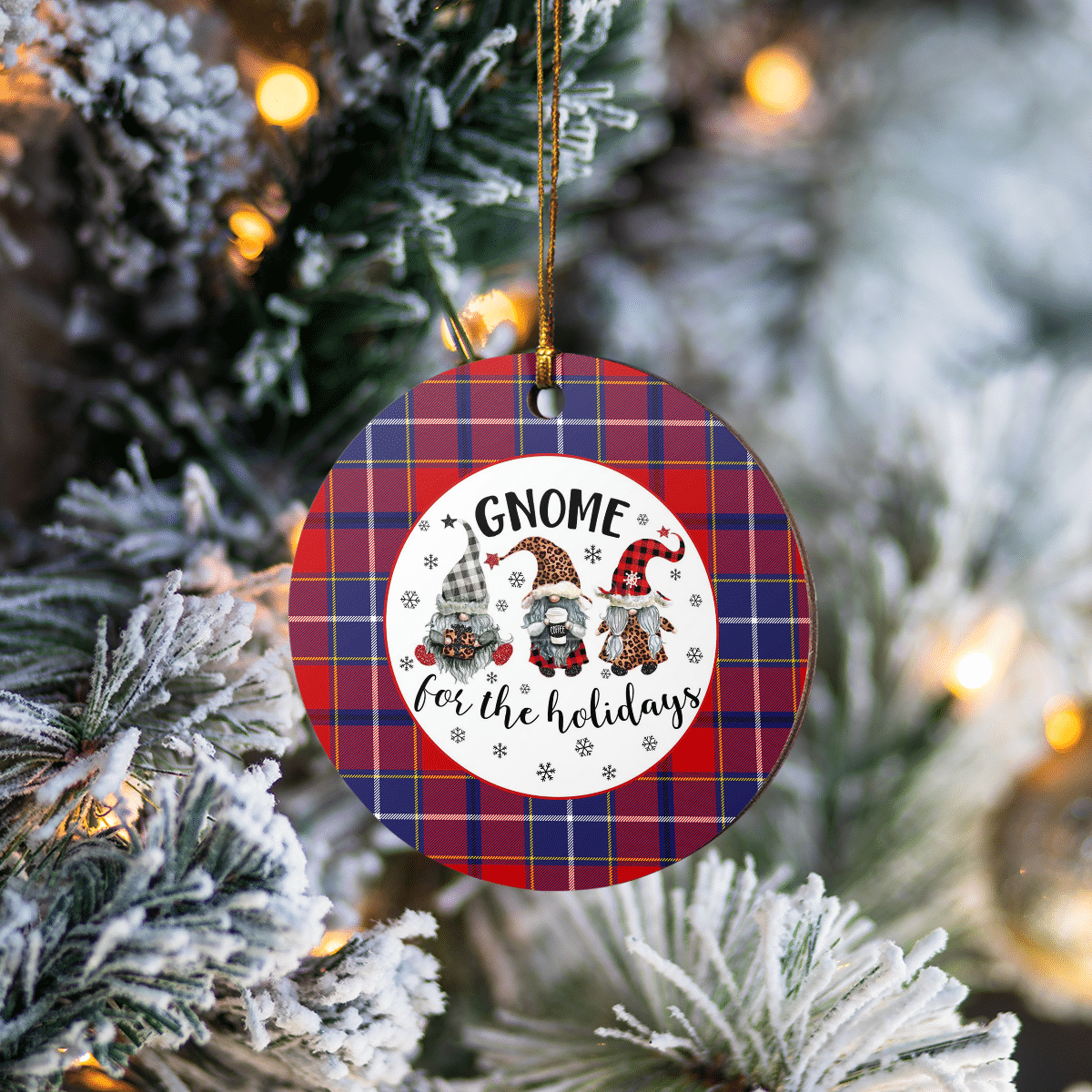 Clan Wishart Dress Tartan Tartan Crest Gnome Round Ceramic Ornament NM18 Wishart Dress Tartan Tartan Christmas   