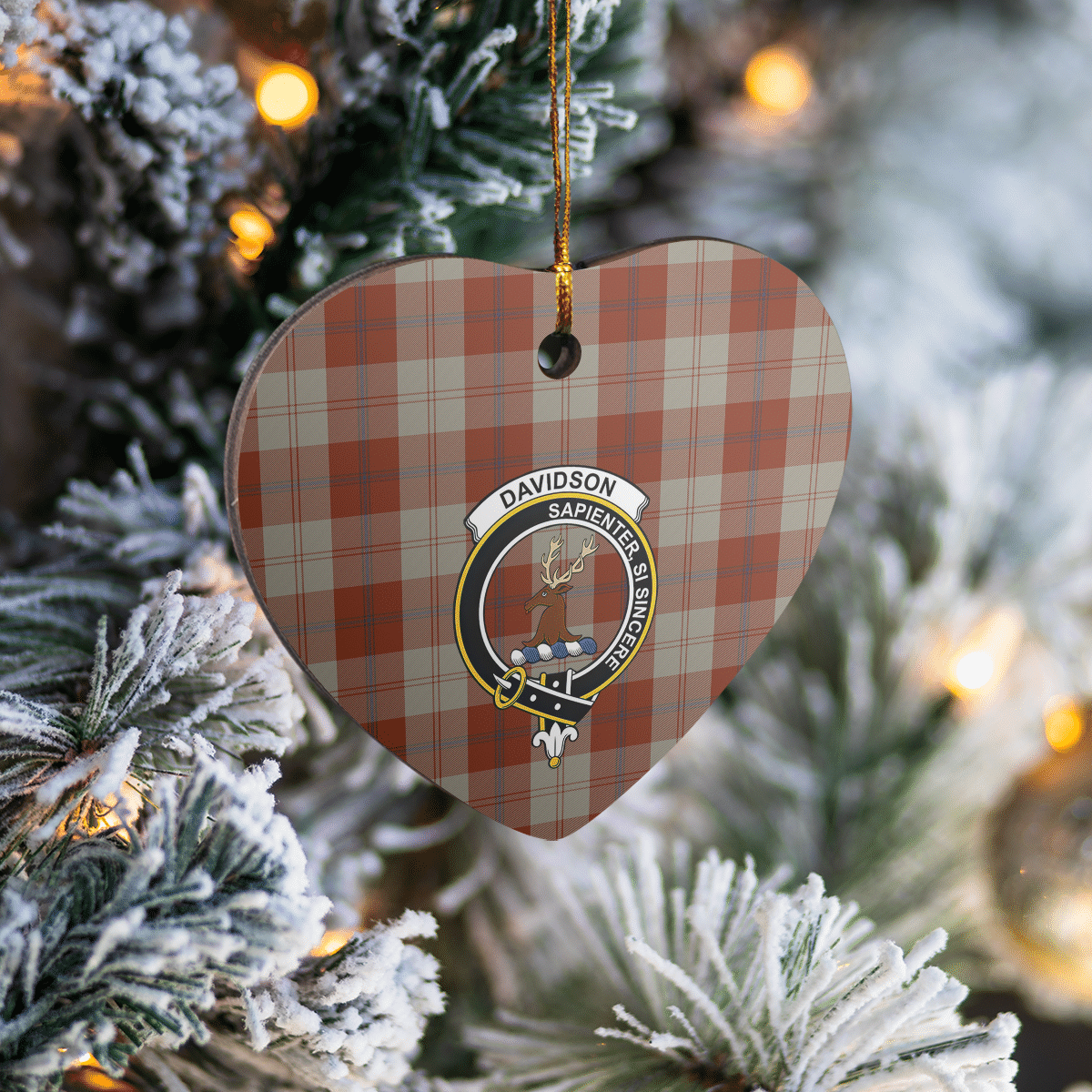 Clan Davidson Dress Dancers Tartan Crest Heart Ceramic Ornament FE25 Davidson Dress Dancers Tartan Tartan Christmas   