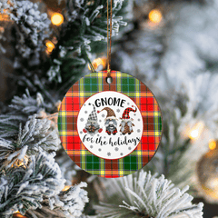 Clan Gibbs Tartan Tartan Crest Gnome Round Ceramic Ornament WX49 Gibbs Tartan Tartan Christmas   