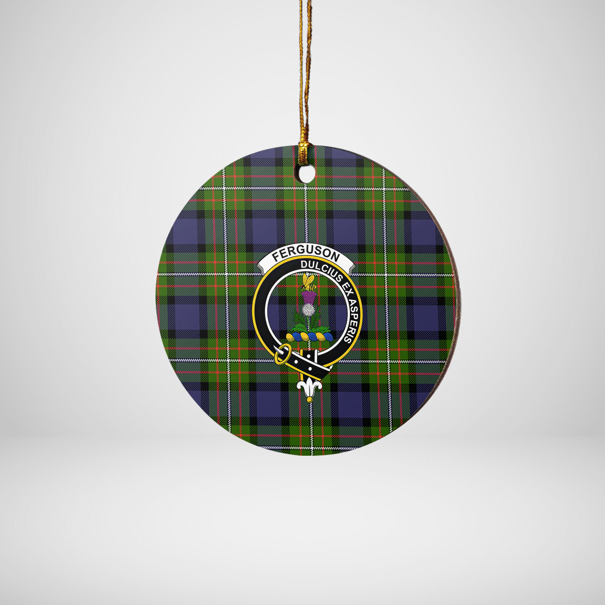 Clan Fergusson Modern Tartan Crest Round Ceramic Ornament WJ54 Fergusson Modern Tartan Tartan Christmas   