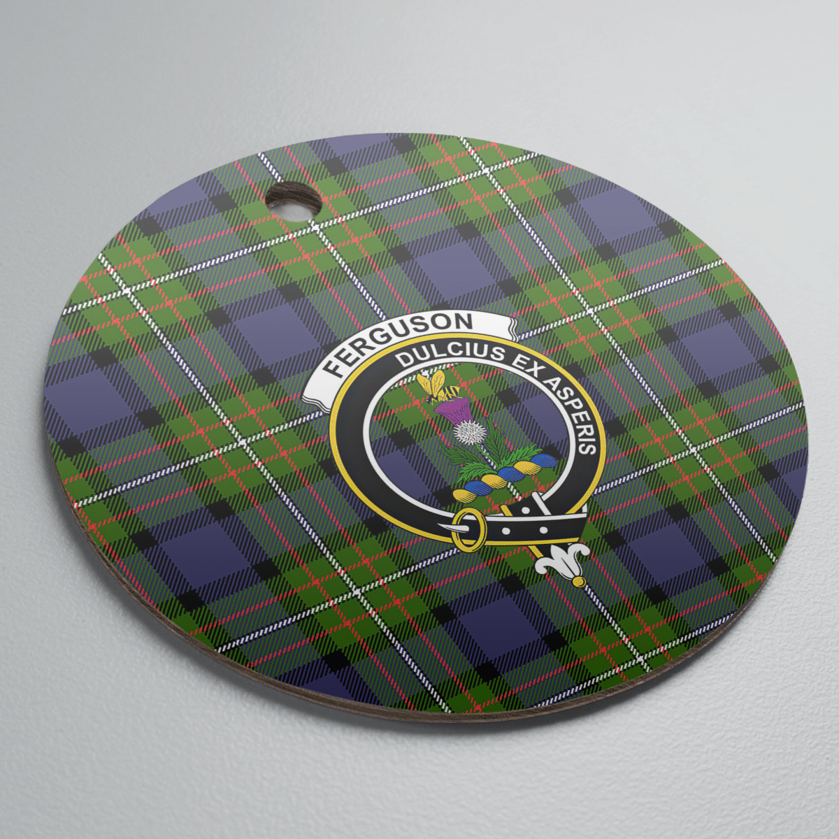 Clan Fergusson Modern Tartan Crest Round Ceramic Ornament WJ54 Fergusson Modern Tartan Tartan Christmas   