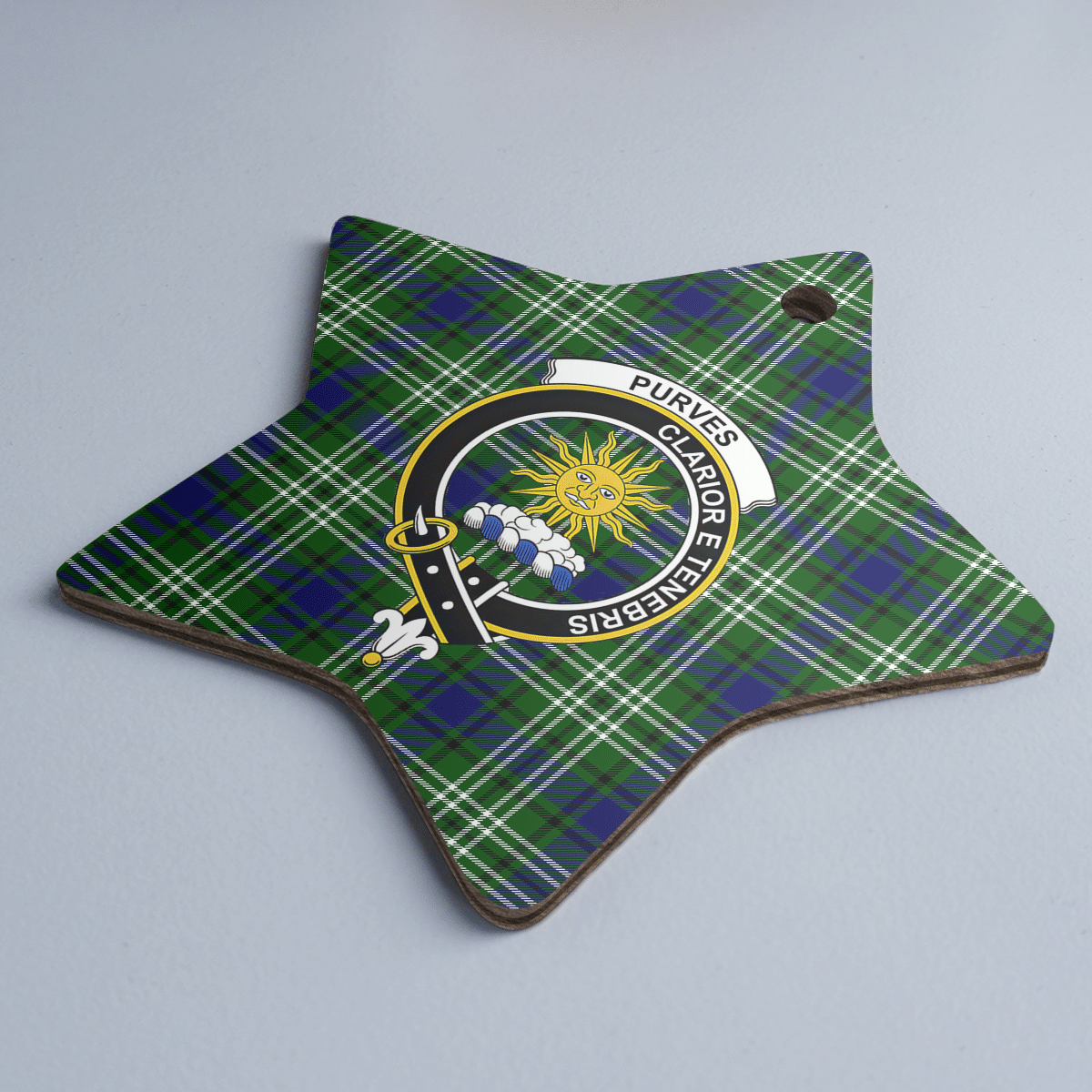 Clan Purves (Tweedside) Tartan Crest Star Ceramic Ornament QH73 Purves (Tweedside) Tartan Tartan Christmas   