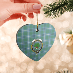 Clan Irvine Tartan Crest Heart Ceramic Ornament BZ41 Irvine Tartan Tartan Christmas   