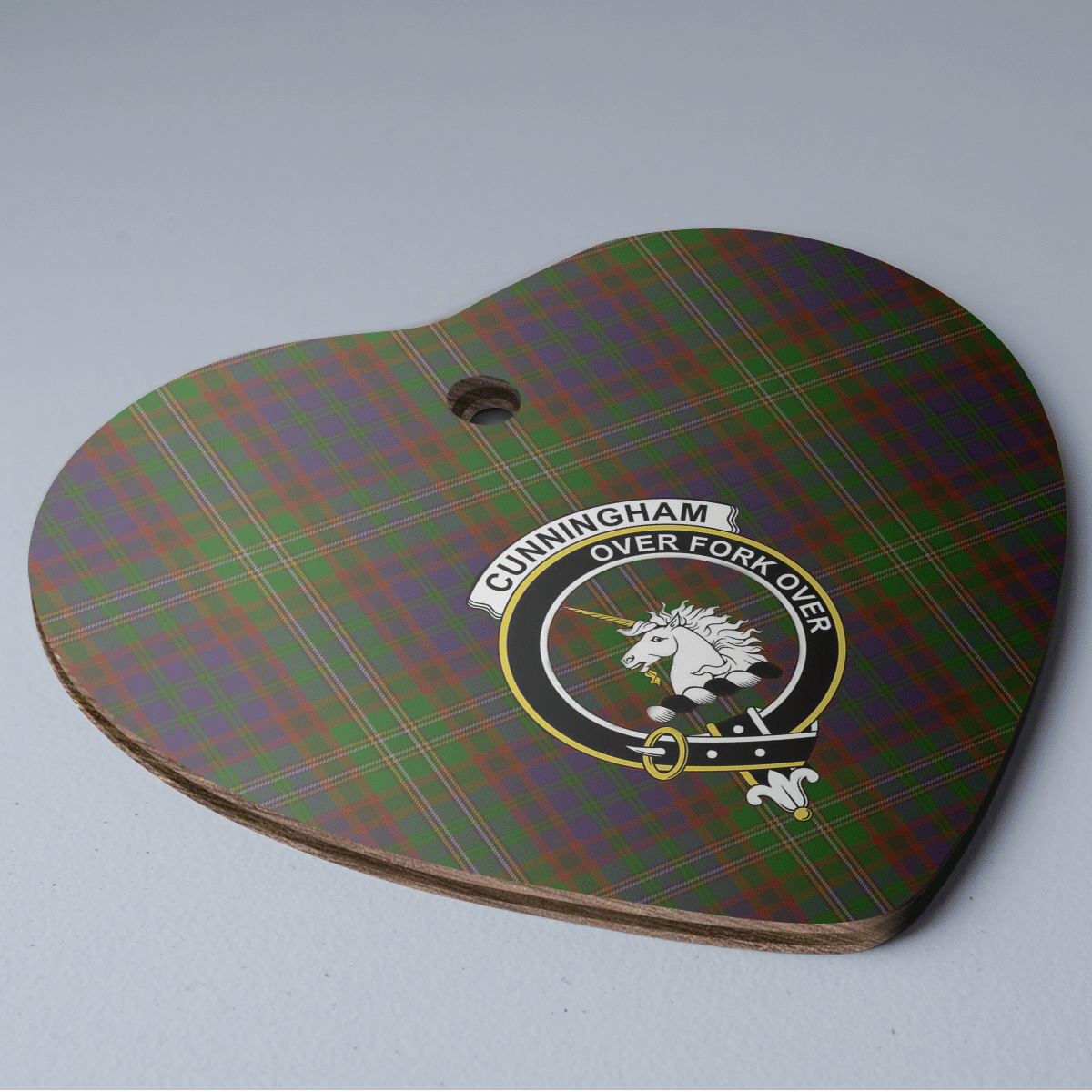 Clan Cunningham Hunting Modern Tartan Crest Heart Ceramic Ornament TC50 Cunningham Hunting Modern Tartan Tartan Christmas   