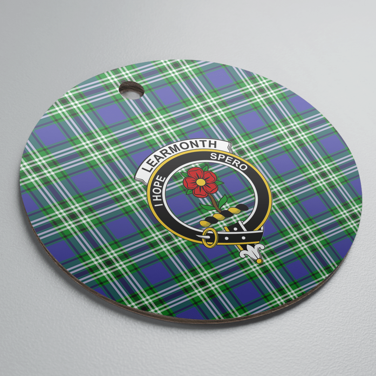 Clan Learmonth Tartan Crest Round Ceramic Ornament BD46 Learmonth Tartan Tartan Christmas   