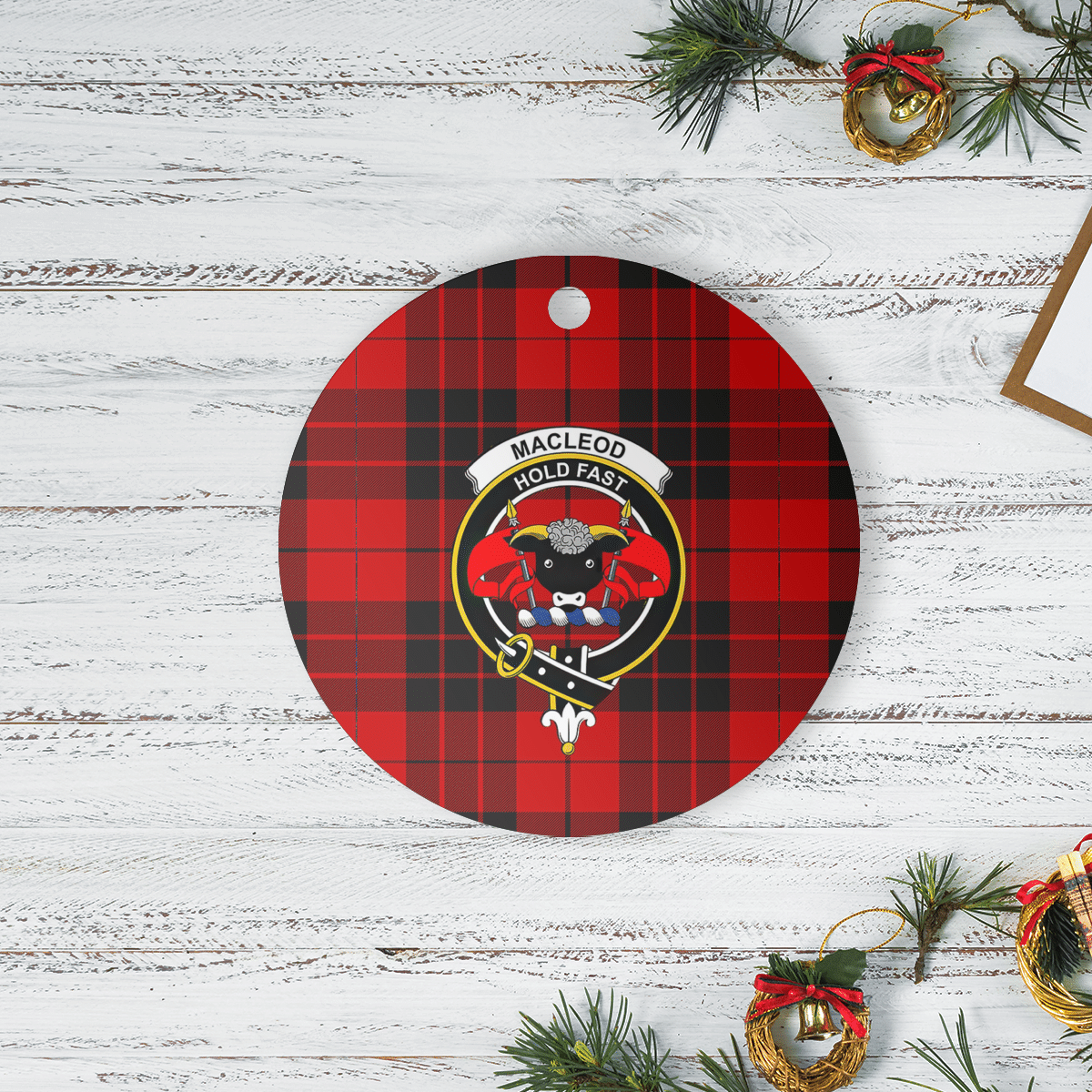 Clan MacLeod of Raasay Tartan Crest Round Ceramic Ornament NZ99 MacLeod of Raasay Tartan Tartan Christmas   