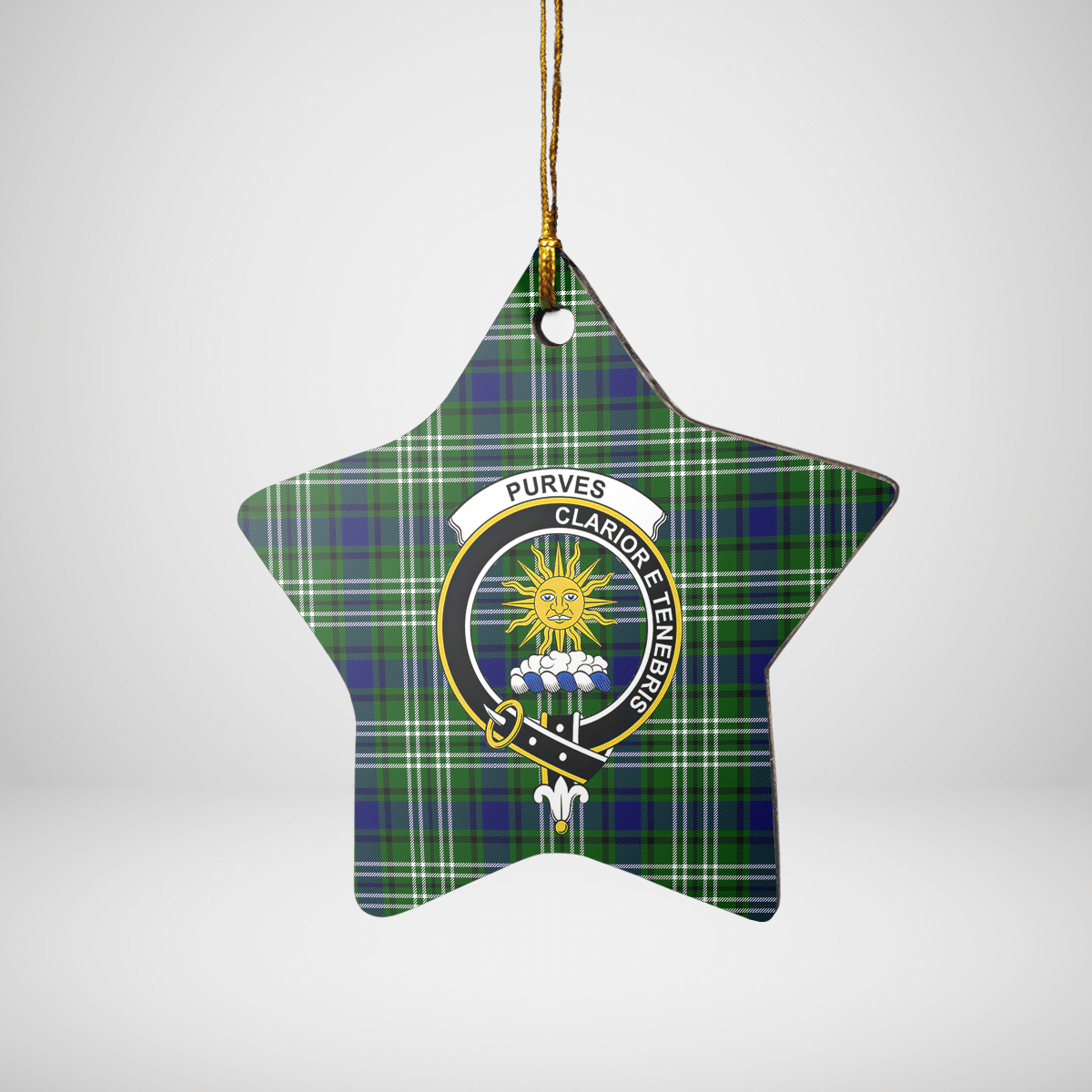 Clan Purves (Tweedside) Tartan Crest Star Ceramic Ornament QH73 Purves (Tweedside) Tartan Tartan Christmas   