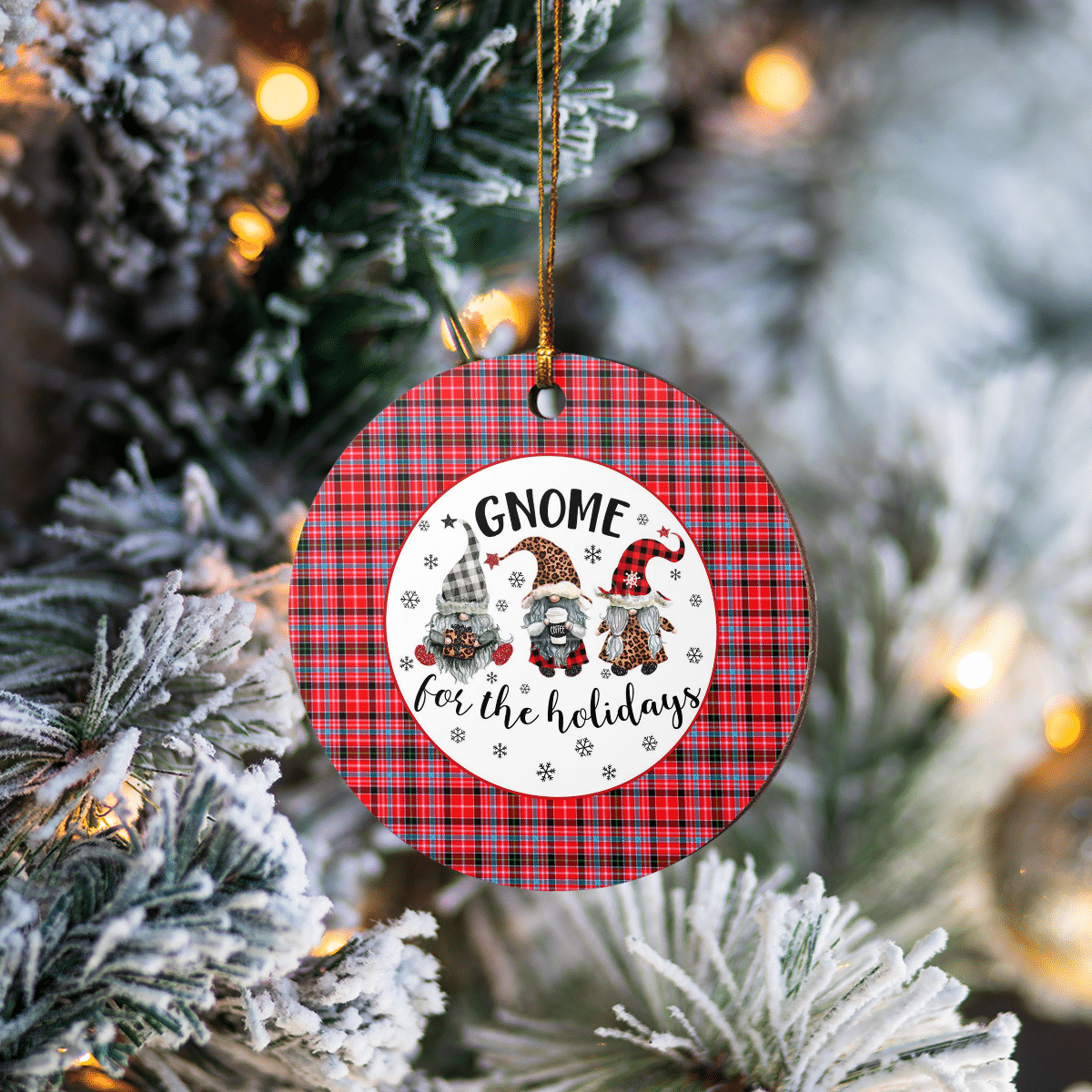 Clan Straiton Aderbeen Tartan Tartan Crest Gnome Round Ceramic Ornament PK15 Straiton Aderbeen Tartan Tartan Christmas   