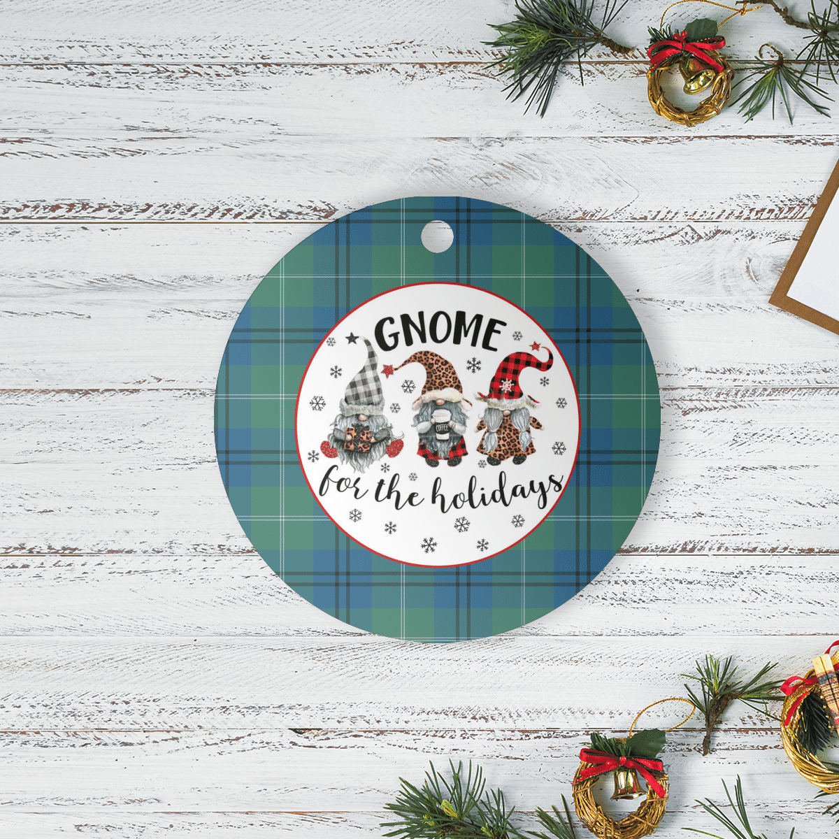 Clan Oliphant Ancient Tartan Tartan Crest Gnome Round Ceramic Ornament LM98 Oliphant Ancient Tartan Tartan Christmas   