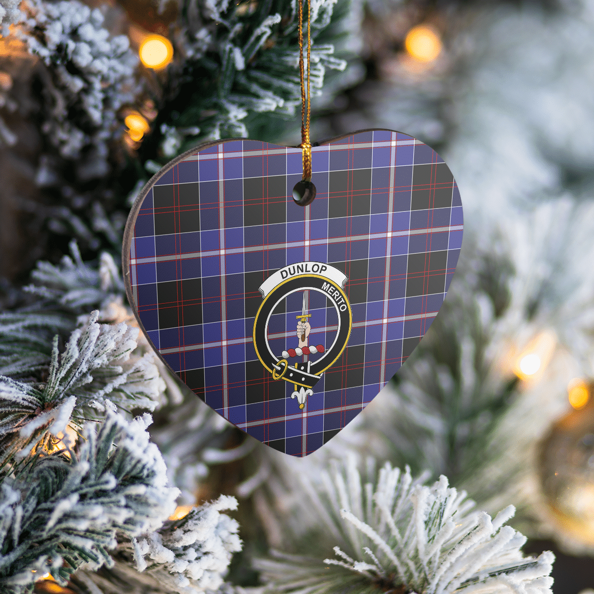 Clan Dunlop Modern Tartan Crest Heart Ceramic Ornament DK46 Dunlop Modern Tartan Tartan Christmas   