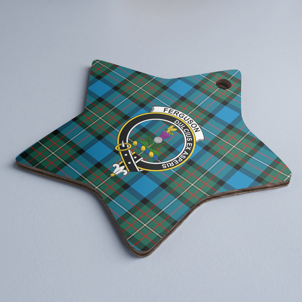 Clan Fergusson Ancient Tartan Crest Star Ceramic Ornament SQ53 Fergusson Ancient Tartan Tartan Christmas   