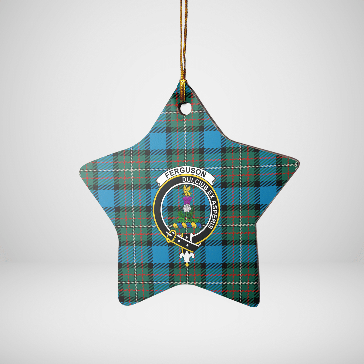 Clan Fergusson Ancient Tartan Crest Star Ceramic Ornament SQ53 Fergusson Ancient Tartan Tartan Christmas   