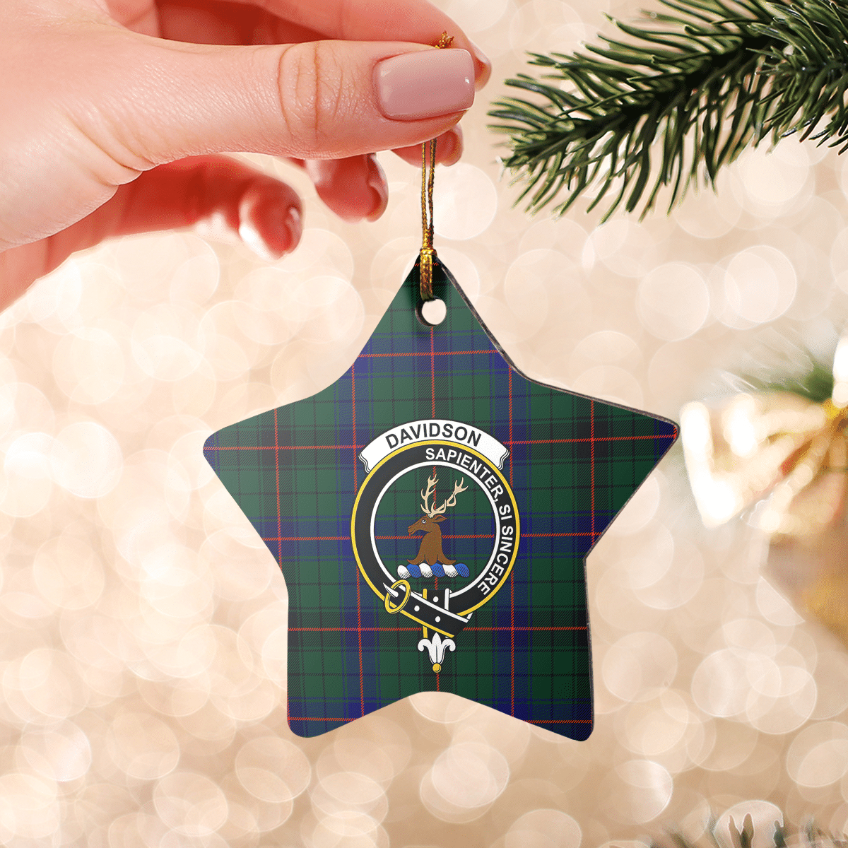 Clan Davidson Modern Tartan Crest Star Ceramic Ornament BD67 Davidson Modern Tartan Tartan Christmas   