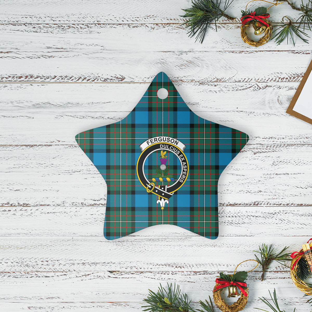 Clan Fergusson Ancient Tartan Crest Star Ceramic Ornament SQ53 Fergusson Ancient Tartan Tartan Christmas   