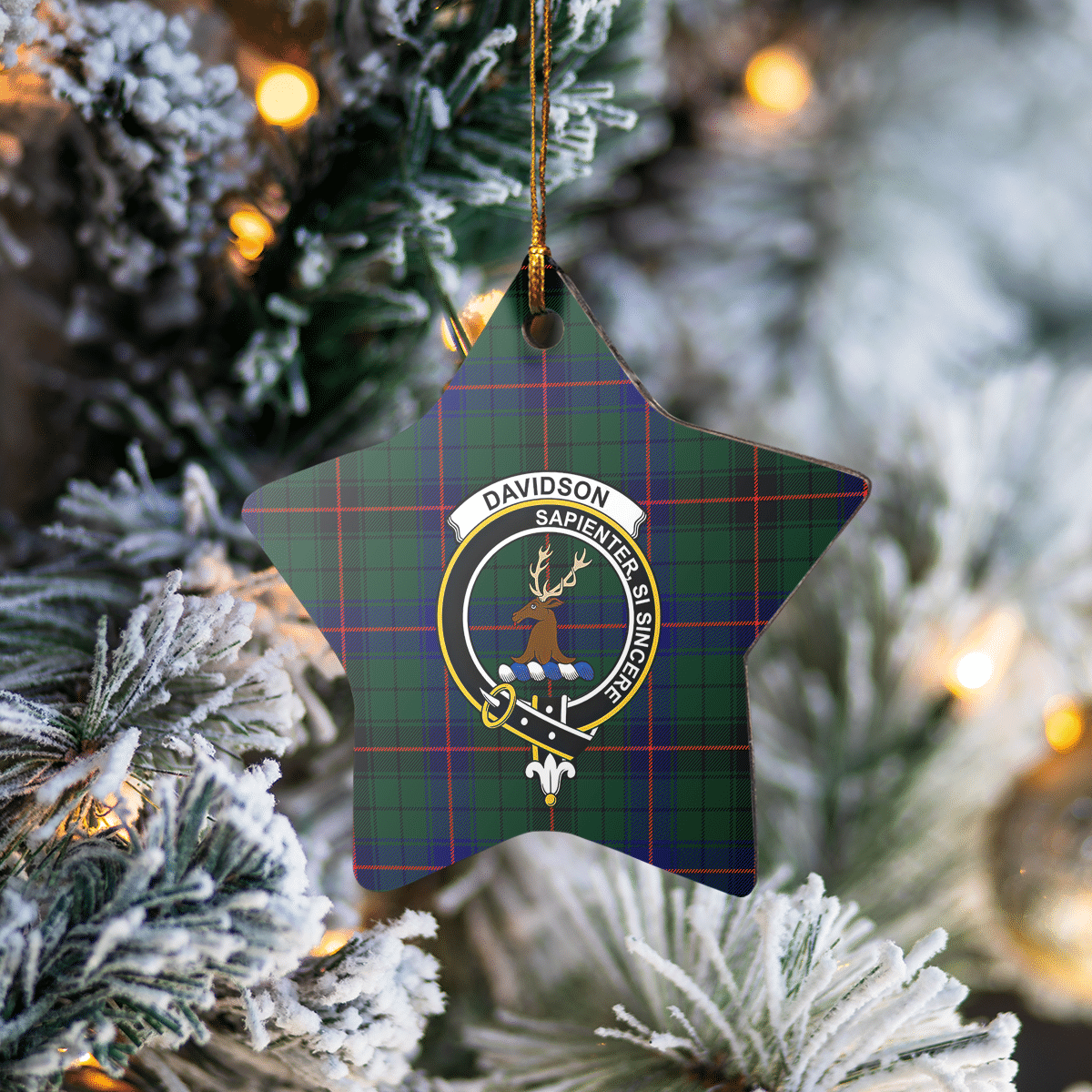 Clan Davidson Modern Tartan Crest Star Ceramic Ornament BD67 Davidson Modern Tartan Tartan Christmas   