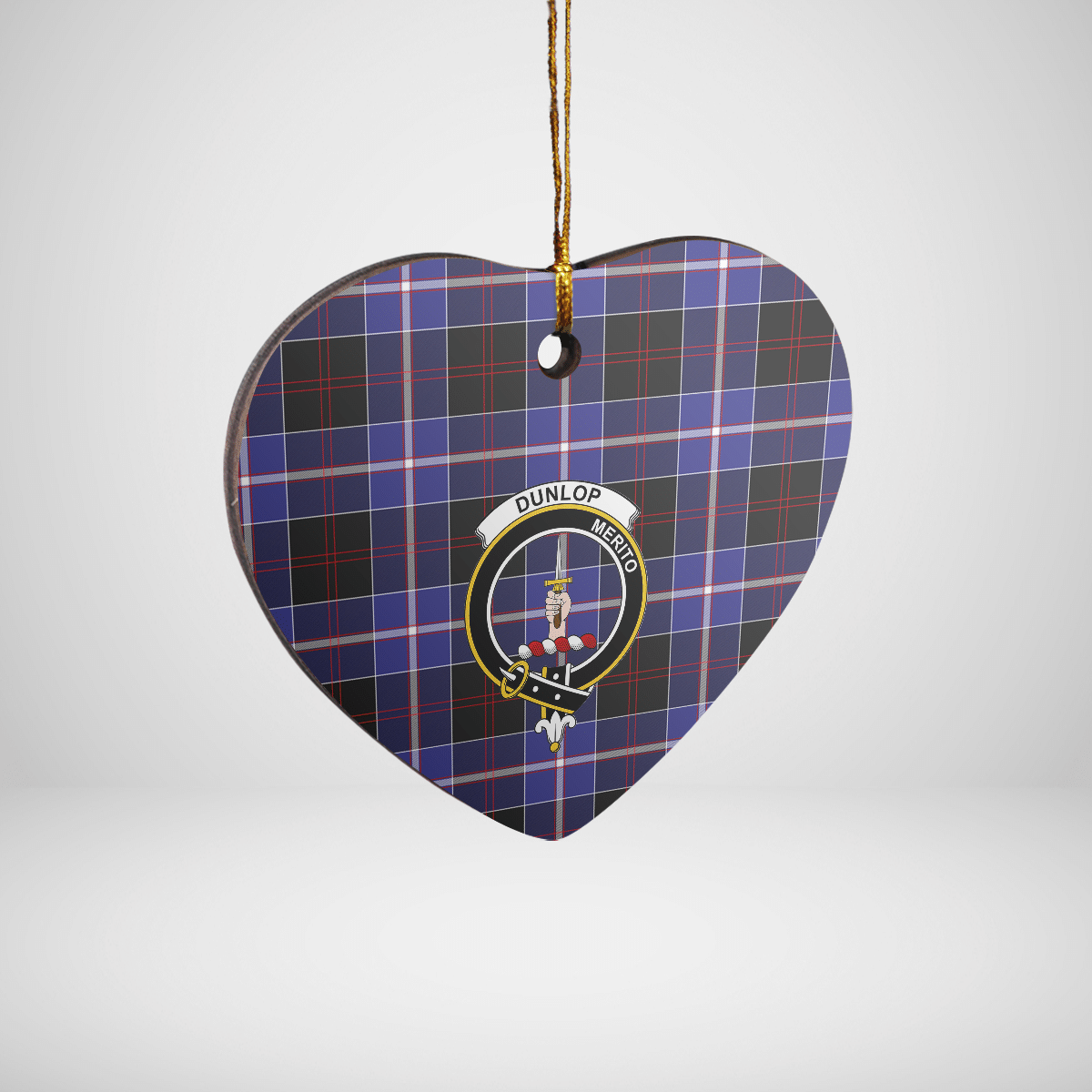 Clan Dunlop Modern Tartan Crest Heart Ceramic Ornament DK46 Dunlop Modern Tartan Tartan Christmas   