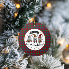 Clan Fotheringham Tartan Tartan Crest Gnome Round Ceramic Ornament IG24 Fotheringham Tartan Tartan Christmas   