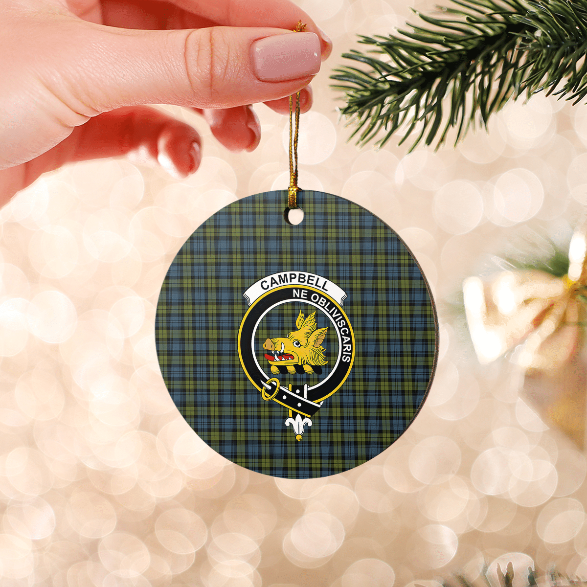 Clan Campbell Tartan Crest Round Ceramic Ornament ZR76 Campbell Tartan Tartan Christmas   