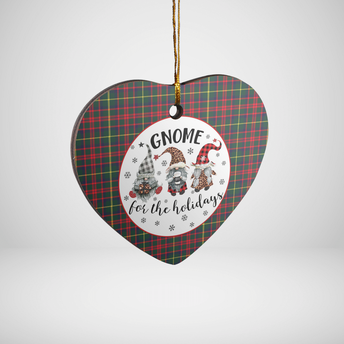 Clan MacKintosh Hunting Modern Tartan Tartan Crest Gnome Heart Ceramic Ornament EP96 MacKintosh Hunting Modern Tartan Tartan Christmas   